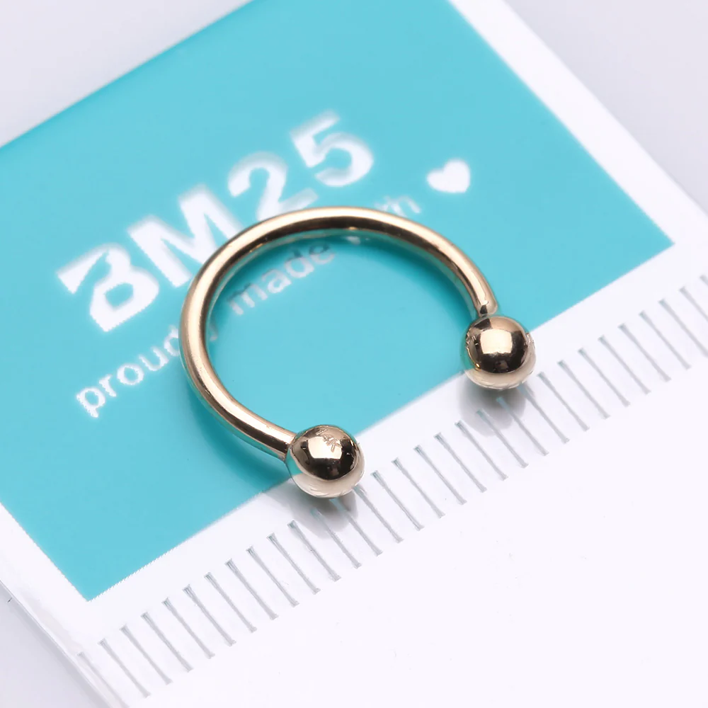 14 Karat Gold Ball End Horseshoe Circular Barbell - Image 3