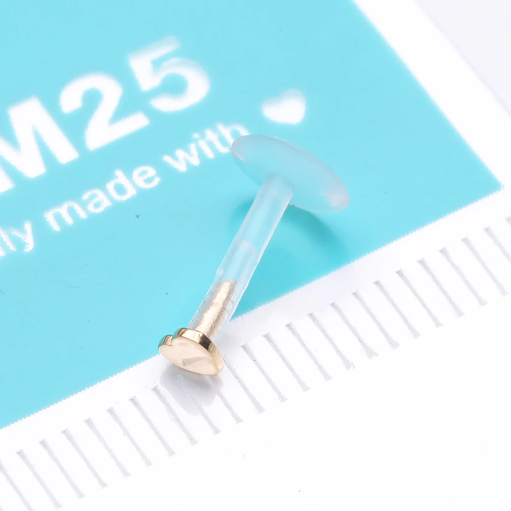 14 Karat Gold Heart Plate Top Bio-Flex Labret - Image 3