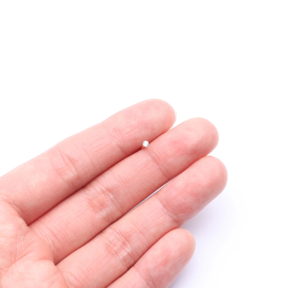 14 Karat Gold Prong Set Gem Top L-Shaped Nose Ring - Image 3