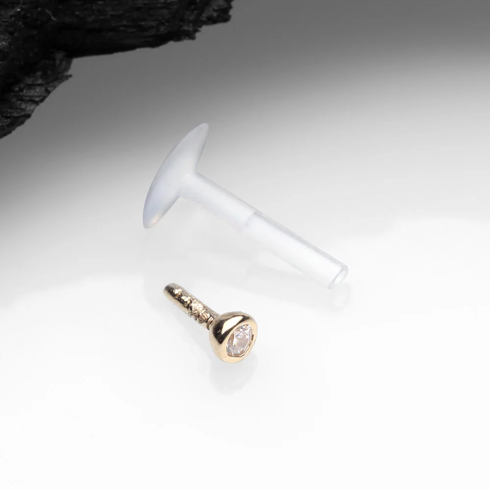 14 Karat Gold Push-In Gem Ball Top Bio-Flex Labret - Image 3