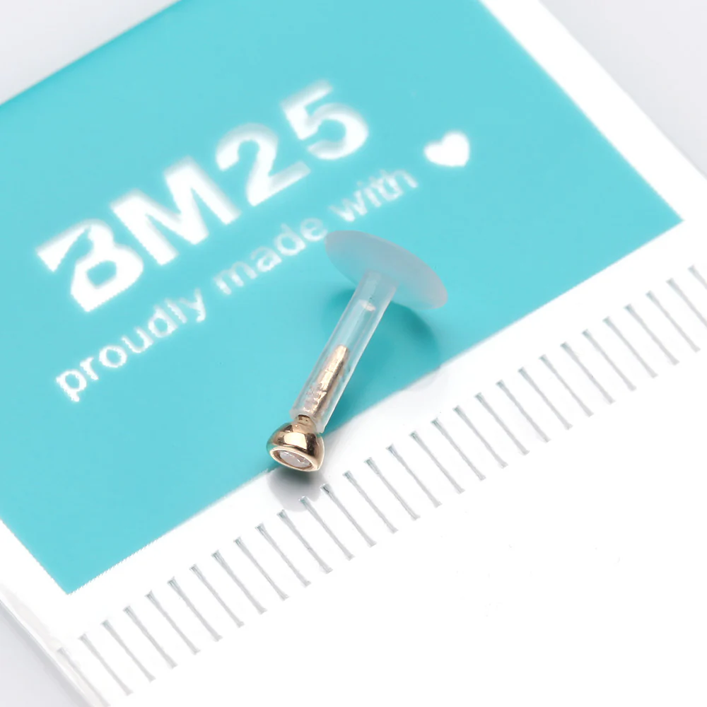 14 Karat Gold Push-In Gem Ball Top Bio-Flex Labret - Image 4