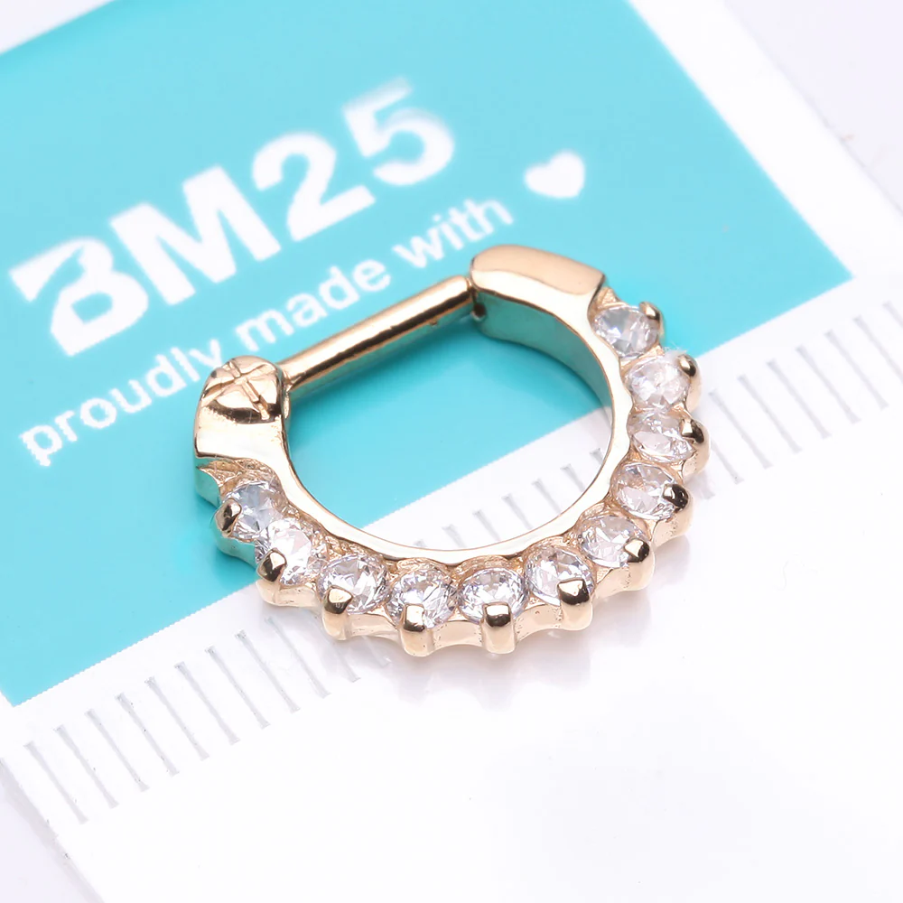 14 Karat Gold Sparkle Multi-Gem Clicker Hoop Ring - Image 3