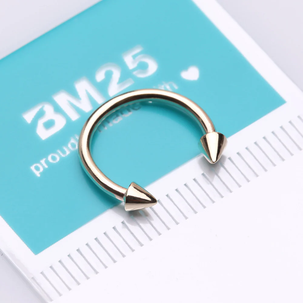 14 Karat Gold Spike End Circular Horseshoe Barbell - Image 3