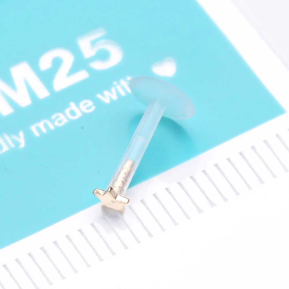 14 Karat Gold Star Plate Top Bio-Flex Labret - Image 3