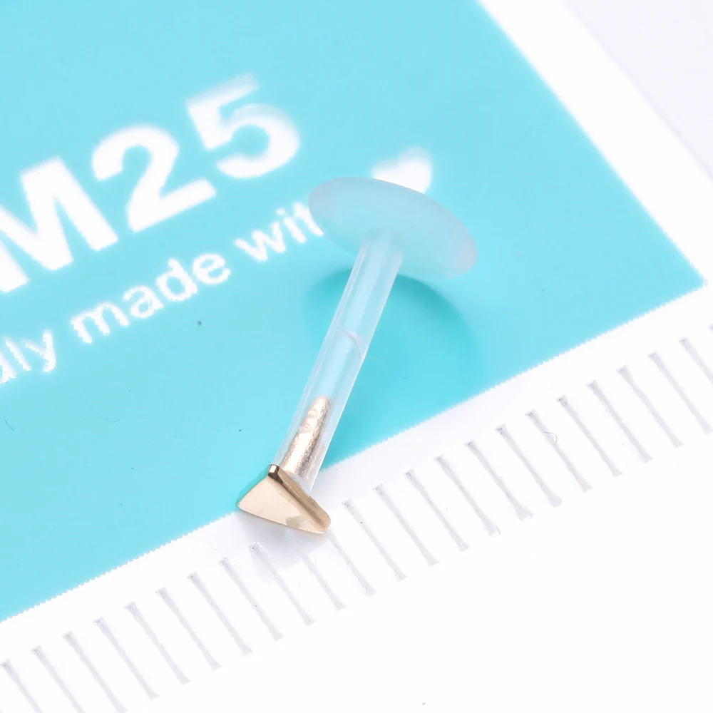 14 Karat Gold Triangle Plate Top Bio-Flex Labret - Image 3