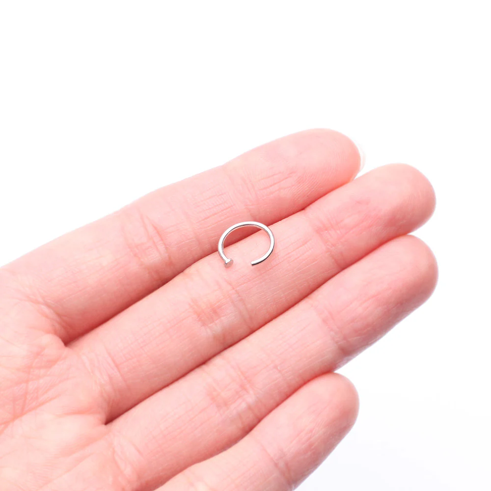 14 Karat White Gold Basic Nose Hoop Ring - Image 3