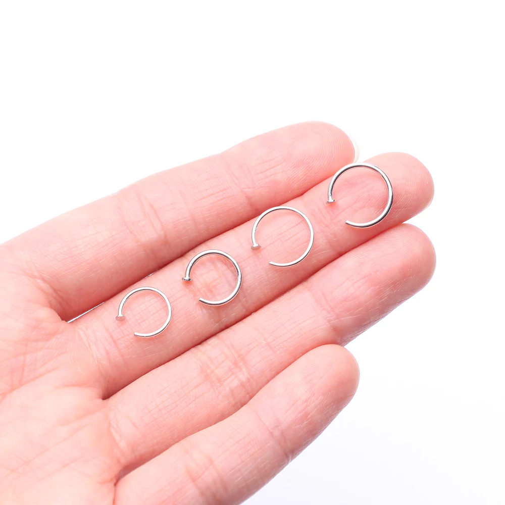 14 Karat White Gold Basic Nose Hoop Ring - Image 4