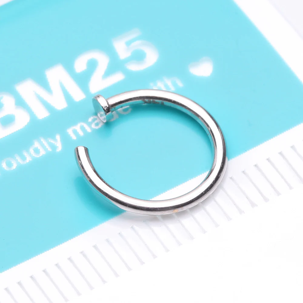 14 Karat White Gold Basic Nose Hoop Ring - Image 5