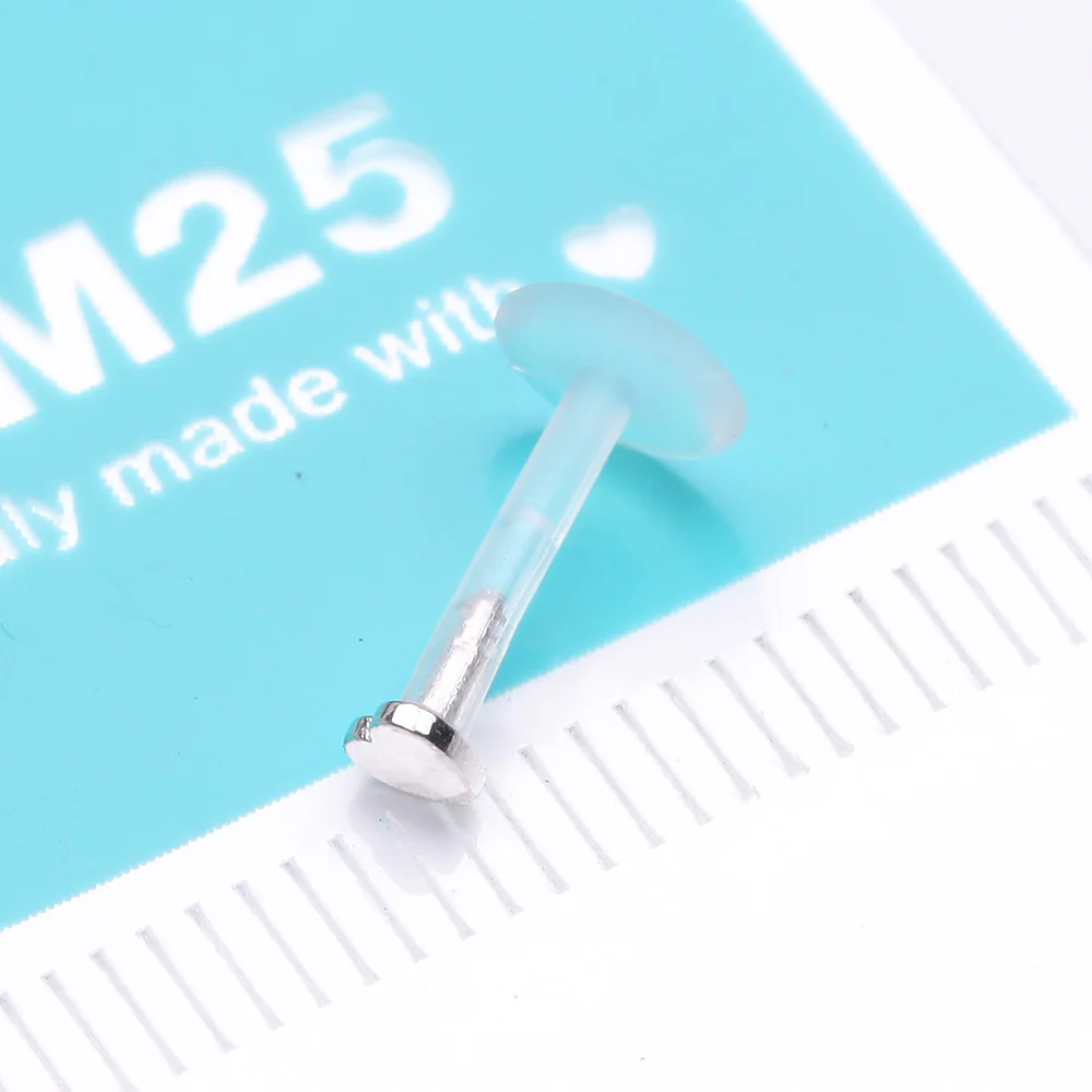 14 Karat White Gold Heart Plate Top Bio-Flex Labret - Image 3