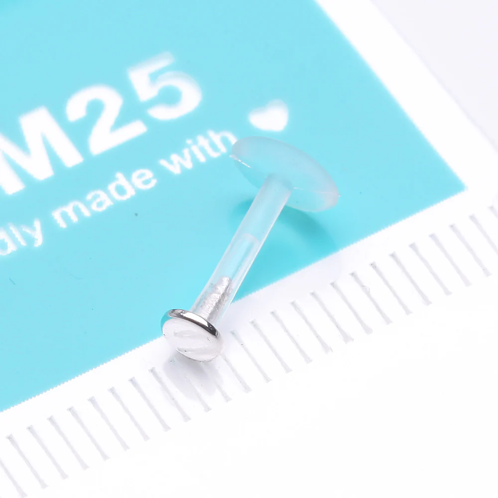 14 Karat White Gold Round Disc Top Bio-Flex Labret - Image 3