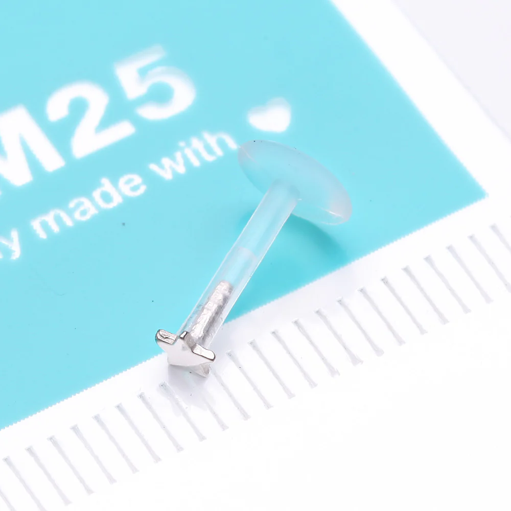 14 Karat White Gold Star Plate Top Bio-Flex Labret - Image 3