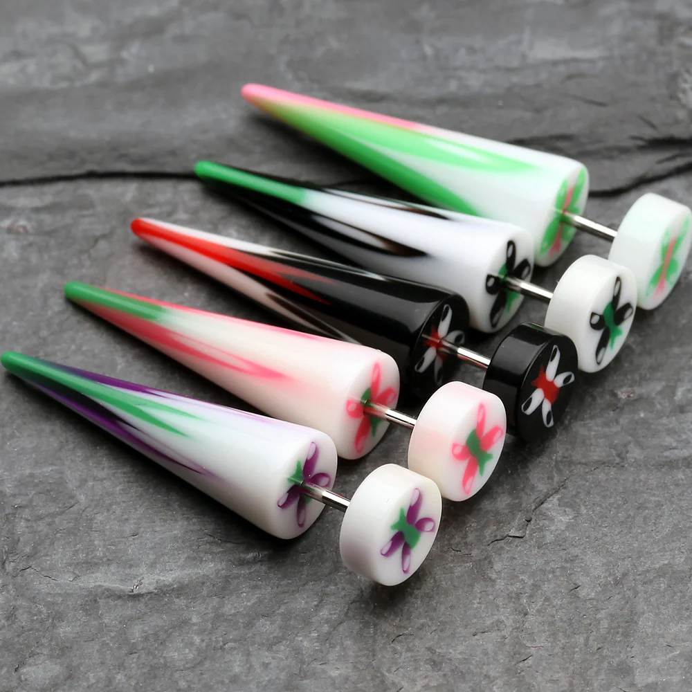 A Pair of Butterfly UV Acrylic Faux Taper Earring* - Image 3