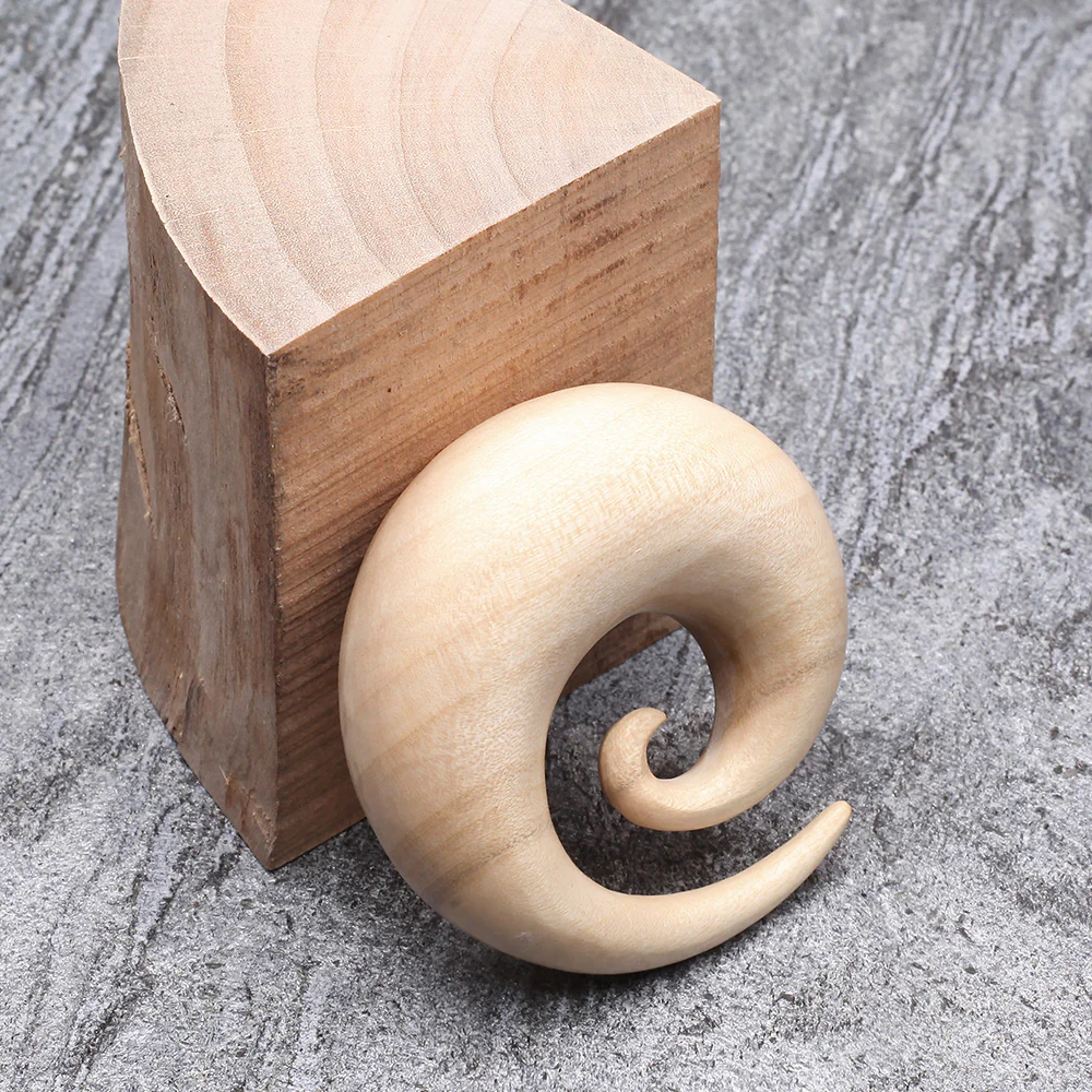 A Pair of Crocodile Wood Spiral Hanger Plug - Image 4