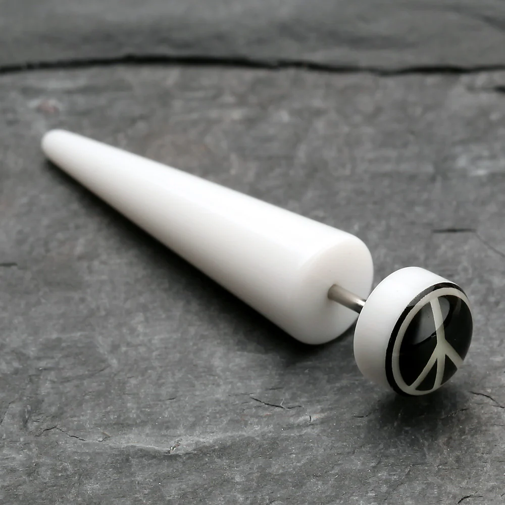 A Pair of Glow in the Dark Peace Acrylic Faux Taper Earring* - Image 3