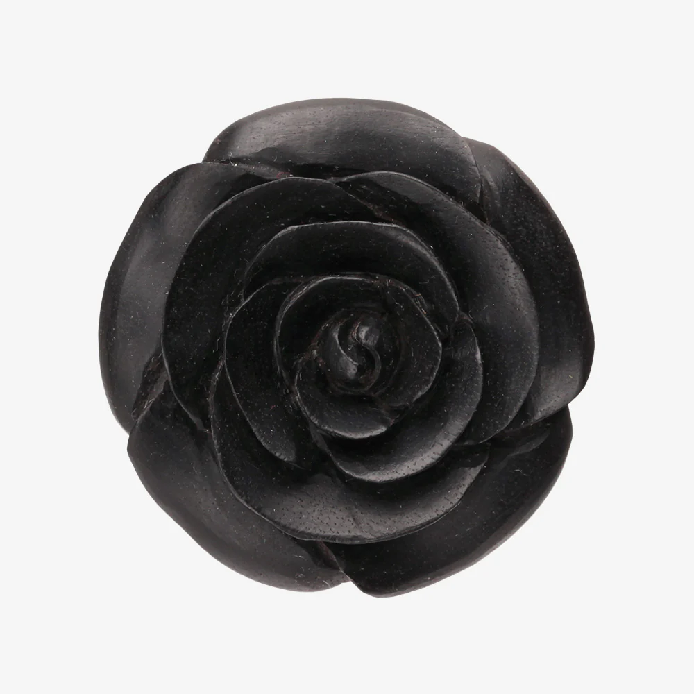 A Pair of Rosebud Full Bloom Arang Wood Double Flared Plug - Image 3