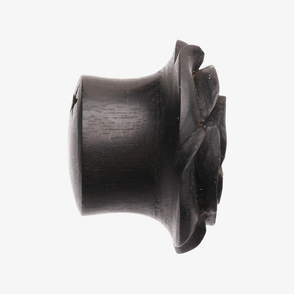 A Pair of Rosebud Full Bloom Arang Wood Double Flared Plug - Image 4