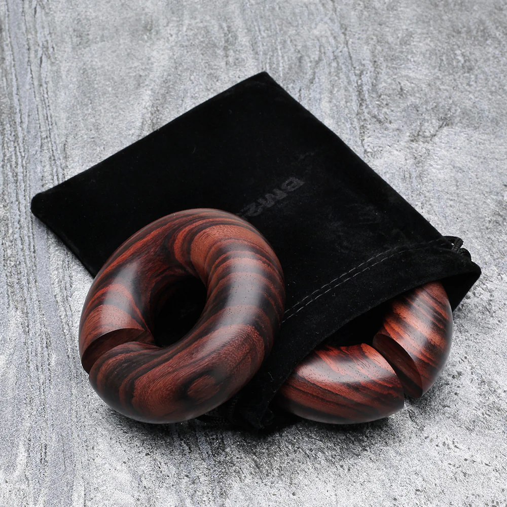 A Pair of Rosewood Hoop Hanger Plug - Image 5