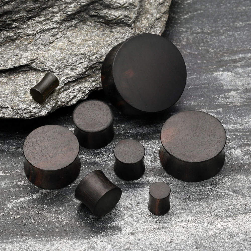 A Pair of Tiger Ebony Wood Double Flared Plug - Image 3