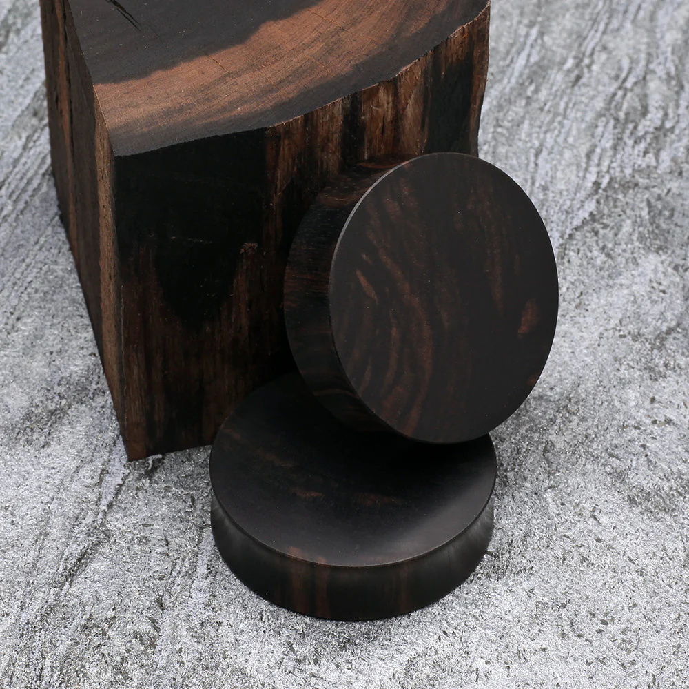 A Pair of Tiger Ebony Wood Double Flared Plug - Image 4