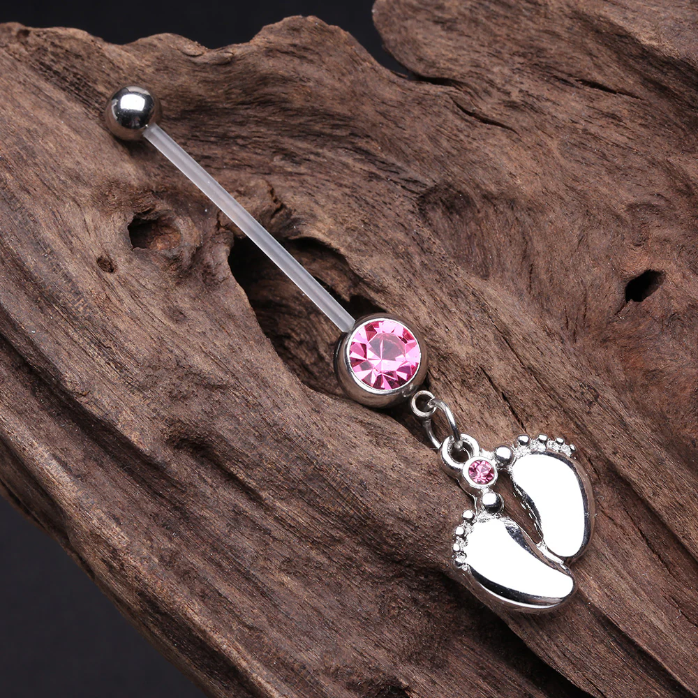 Adorable Little Feet Sparkle Bio-Flex Pregnancy Belly Button Ring* - Image 3