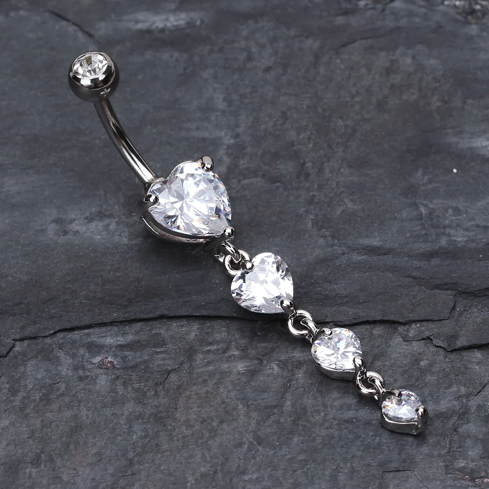 Brilliant Heart Cascade Belly Ring - Image 3