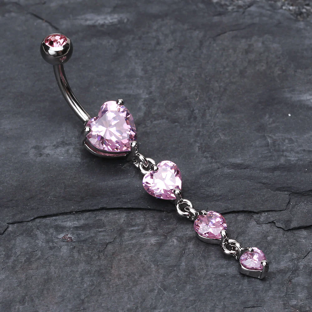Brilliant Heart Cascade Belly Ring - Image 3