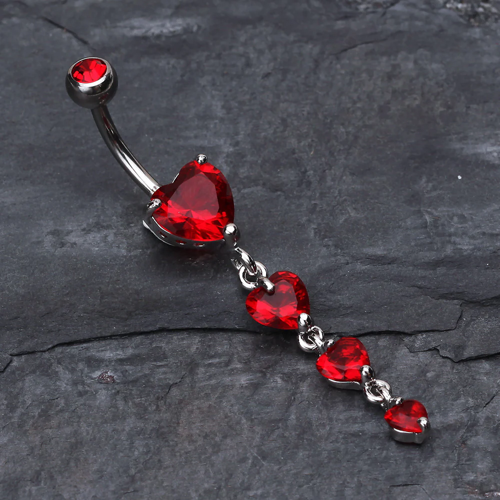 Brilliant Heart Cascade Belly Ring - Image 3