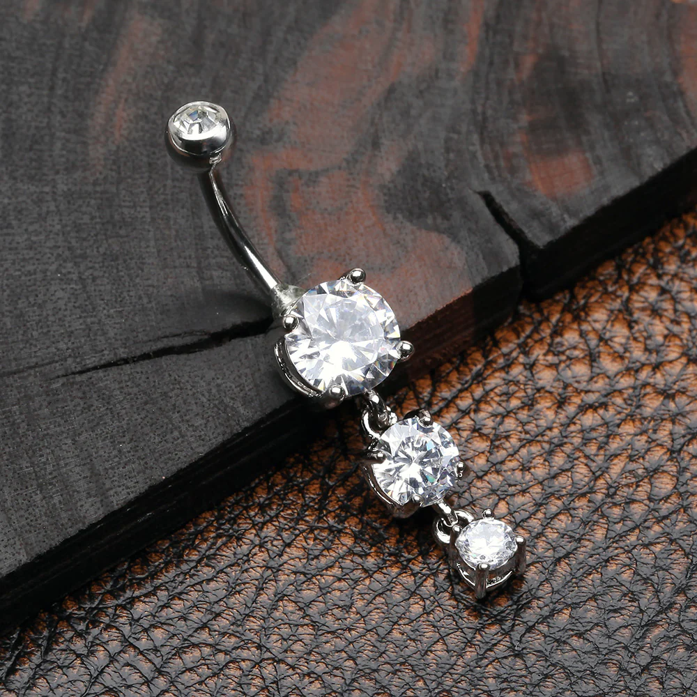 Classic Cascade Sparkle Gem Belly Button Ring - Image 3