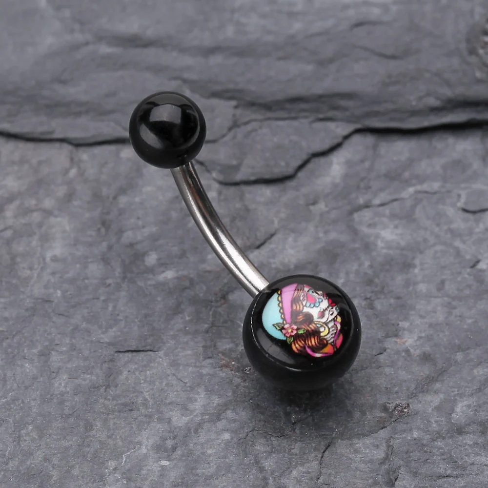 Day of the Dead Lady Acrylic Logo Belly Button Ring* - Image 3