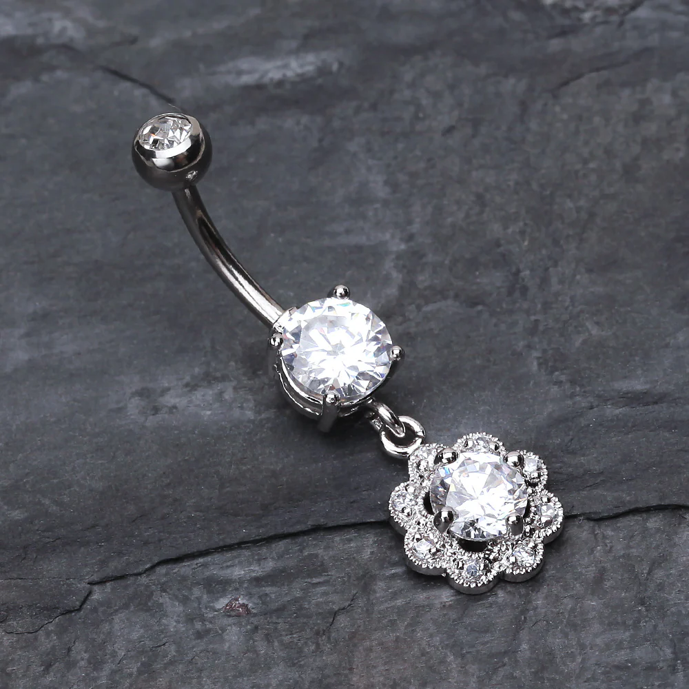 Dazzling Flower Belly Ring - Image 3