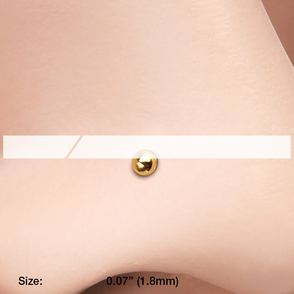 Gold PVD Ball Top Basic Nose Stud Ring - Image 3