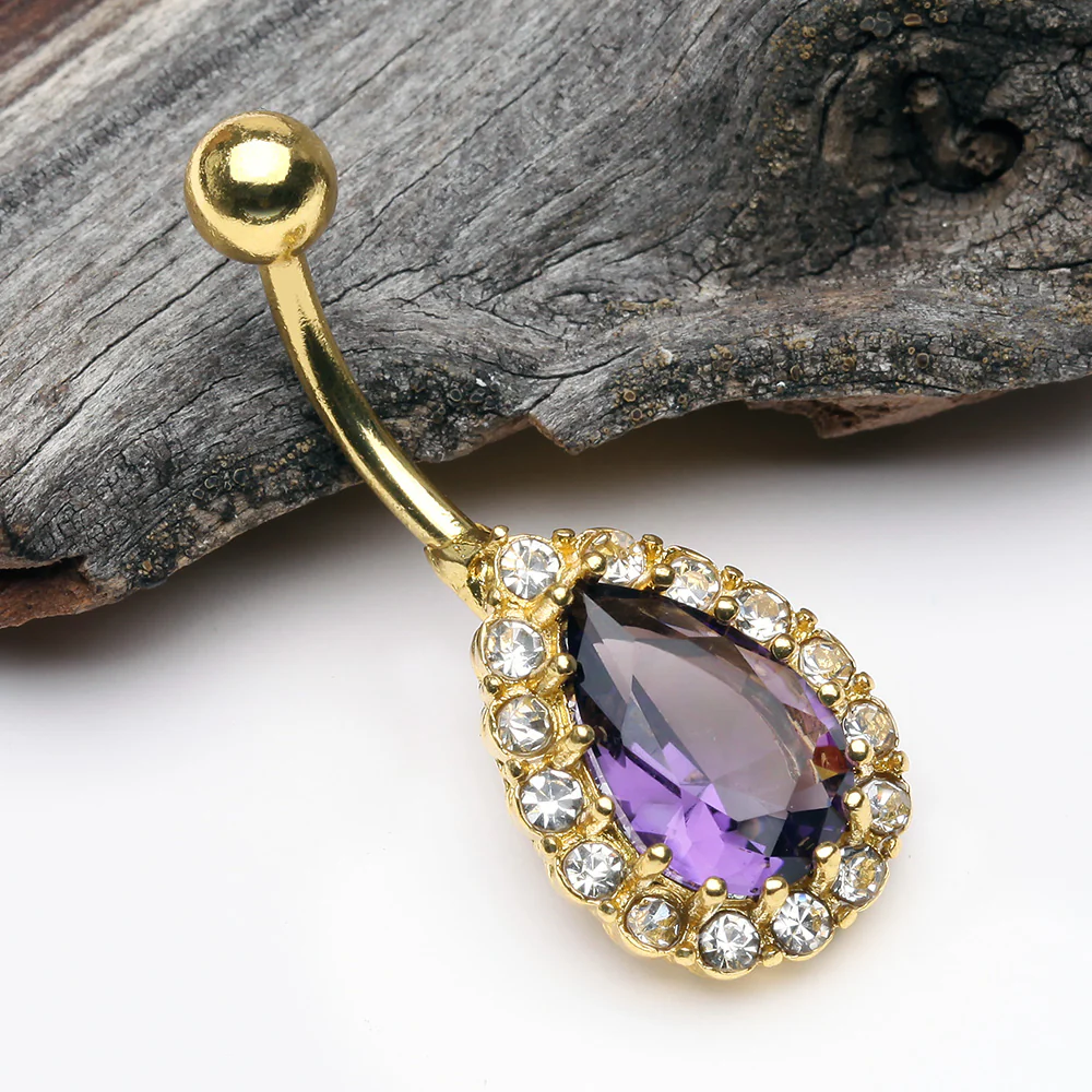 Golden Sparkle Essence Teardrop Belly Button Ring* - Image 3