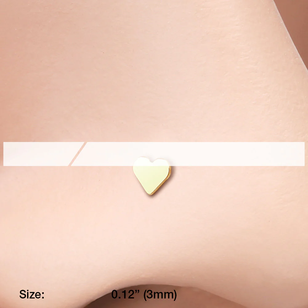 Golden Steel Heart Nose Stud Ring - Image 3