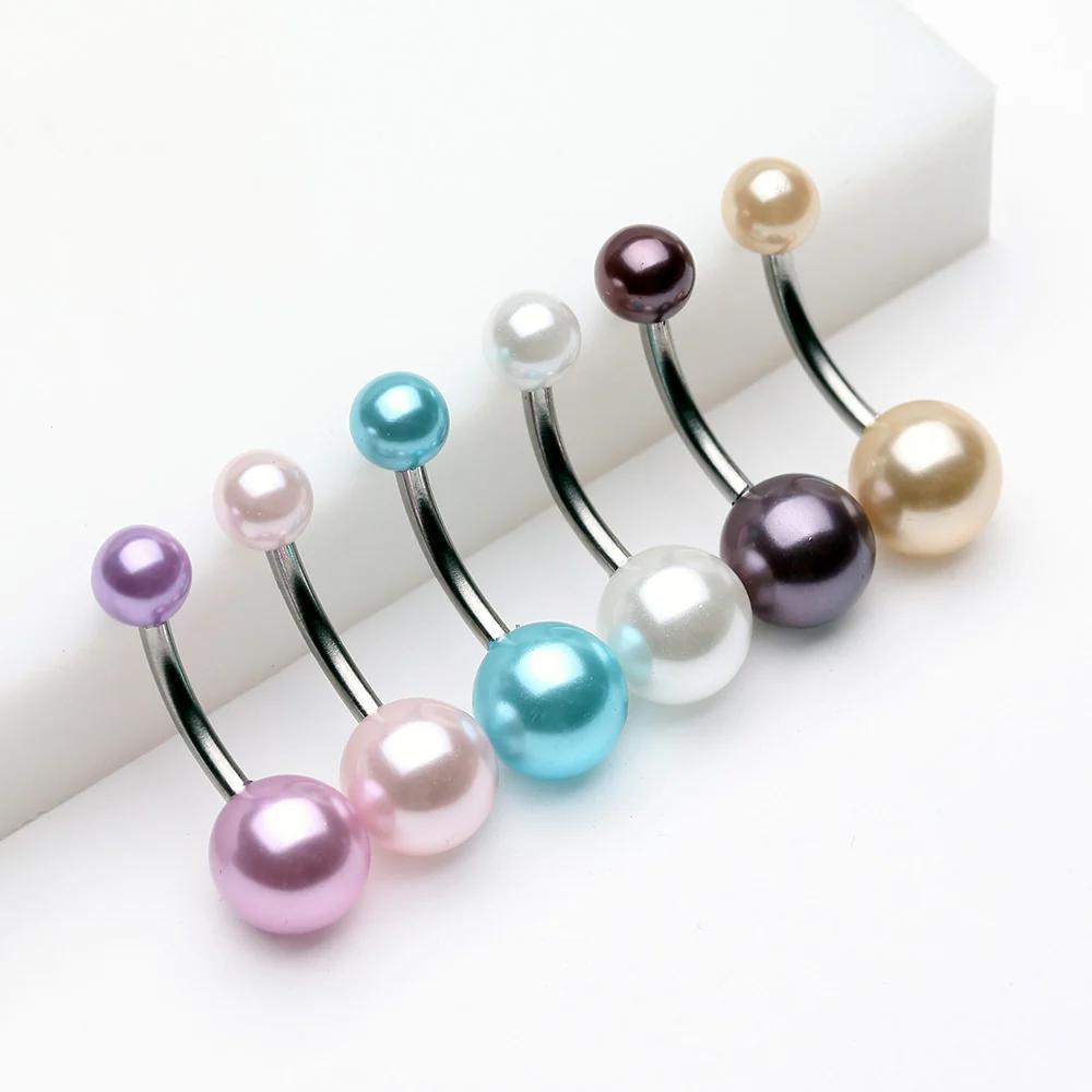Pearlescent Luster Basic Belly Button Ring - Image 4