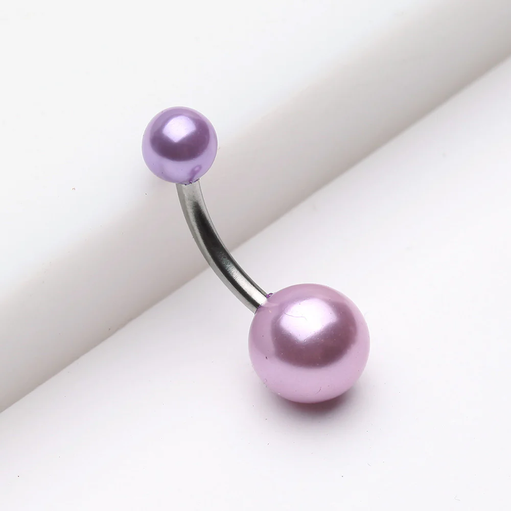 Pearlescent Luster Basic Belly Button Ring - Image 3