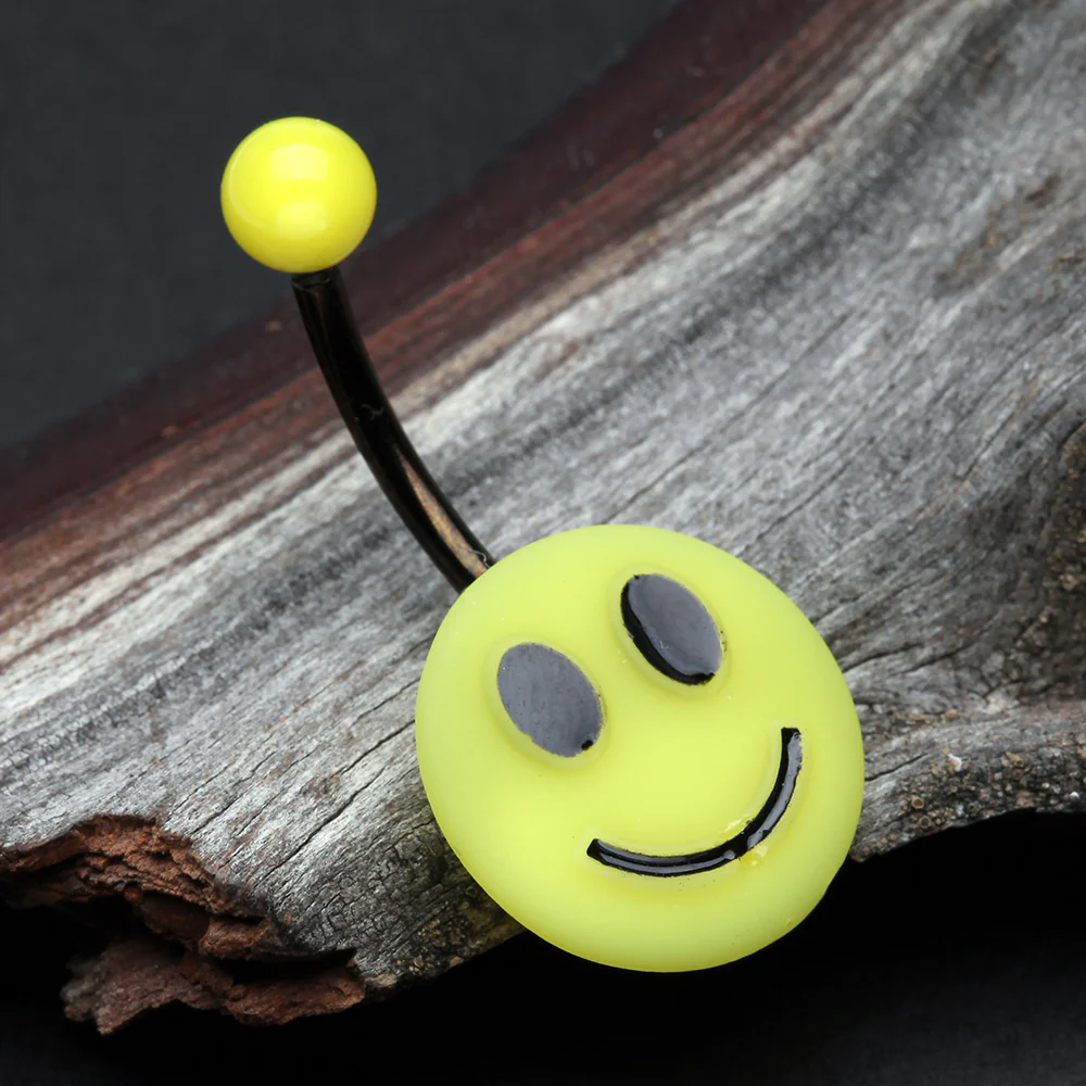 Smiley Face Non Dangle Belly Button Ring - Image 3