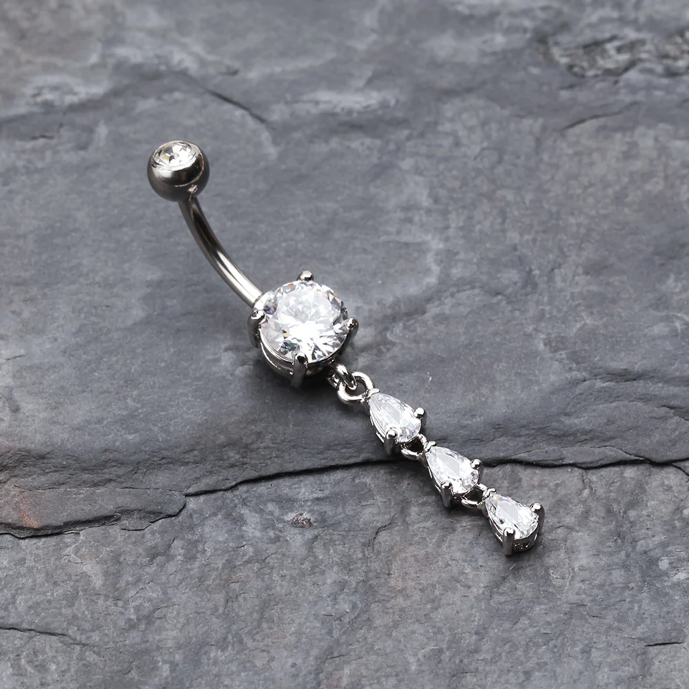 Sweet Cascading Gems Belly Button Ring - Image 3