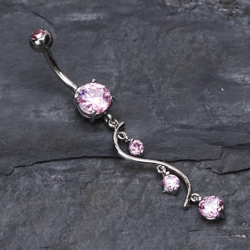 Vine Swirl Sparkle Belly Ring - Image 3